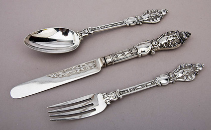 Victorian Silver Christening Set - Knife, Fork, Spoon.
